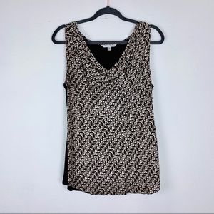 CAbi Kitty Cat Pattern Sleeveless Blouse - Size L